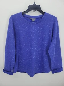 Vince Sweater Womens Large Blue Space Dye Crew Neck Pullover Sweatshirt - Picture 1 of 8