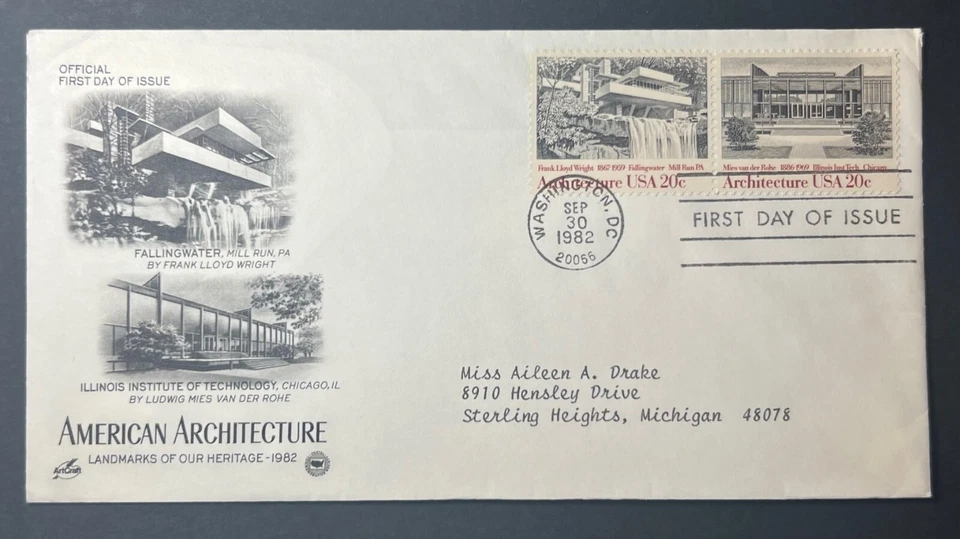 AMERICAN ARCHITECTURE SEP 30 1982 WASHINGTON D.C. ARTCRAFT FIRST DAY COVER (FDC) - Image 1 of 1