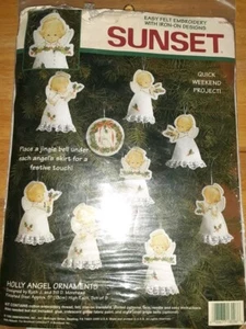 Kit bordado fieltro adornos ángel acebo dimensiones puesta de sol vintage hace 9 - Imagen 1 de 7