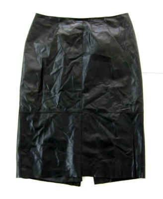 Kenneth Cole New York Black Leather Midi Pencil Straight A-Line Skirt Women 8 - Image 1 of 4