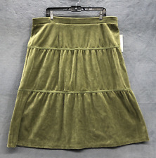 J.h. Collectibles Woman Velour Skirt Infusion 3X Olive Green Horizontal Panels