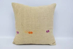 Turkish Pillow, Home Decor Pillow, 16"x16" Beige Kilim Pillow, Antique Pillows - Picture 1 of 6
