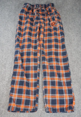 NFL Chicago Bears Pajama Lounge Bottoms Pants Small Men's Plaid Flannel Orange Cover