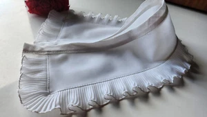 Ancien col tissu ansparent pourtour plissé blanc froufrou vintage B7-39 - Picture 1 of 4
