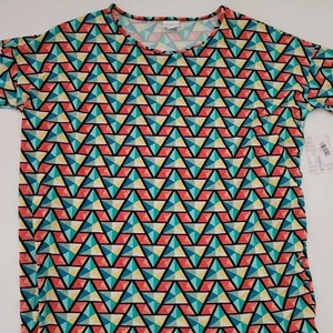 LulaRoe Irma Womens Tshirt Multicolor Large Geometric Round Neck Pullover Tee - Picture 1 of 5