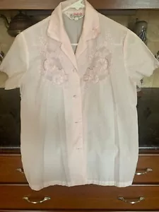 Vintage Bluse handbestickt rosa Damen S-M - Bild 1 von 8