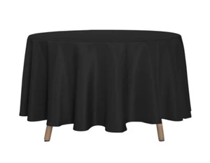 FIVE 5 BLACK ROUND 90" TABLECLOTHS Wedding Catering Polyester Water Resistant - Picture 1 of 6