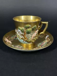 Antique 19th Century All Gold Capodimonte Classic Design Demitasse Cup Saucer N2 - Picture 1 of 9