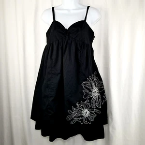 Liberty of London Target Black Embroidered Flower Babydoll Dress Sundress Size 6 - Picture 1 of 8