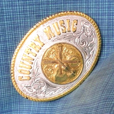 Country Music Belt Buckle Cowboy Cowgirl Western Scroll SSP/GP Vtg Aminco.NOX651 - Image 1 of 4