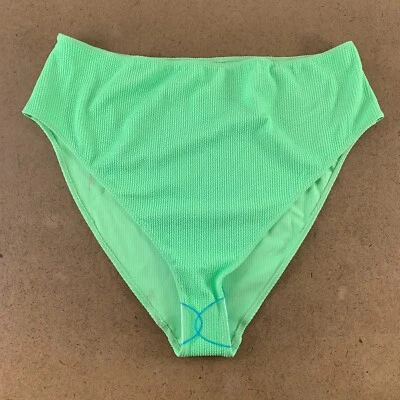 Parte inferior de bikini de cintura alta arrugada verde neón talla 20-22 de diseño ASOS nueva Foto 1 de 4