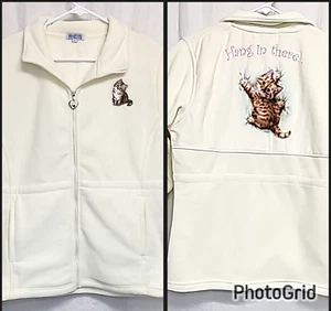 Chaqueta polar The Bradford Exchange para mujer L Hang In There gato cintura ceñida cremallera - Imagen 1 de 13