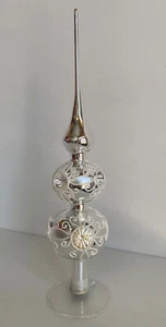 Wunderschöne XL 34cm Christbaumspitze Silber Reflex Ornamente 1004/22 - Picture 1 of 5