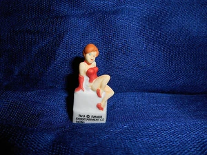 RED Hot GIRL SITTING Matte Mini Figurine French Porcelain Feves Figure TEX AVERY - Bild 1 von 6