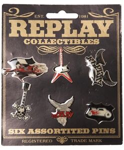 Replay Jeans Est 1981 6 Collectible Pin Badges BNWT New Metal & Plastic Badge