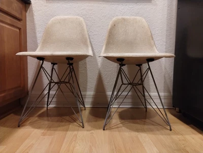 Pair Herman Miller Charles Eames Shell Chairs Eiffel Base 50s Mid Century Modern - Image 1 of 4