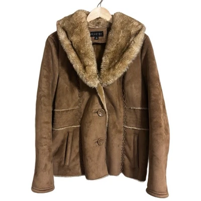 Vintage Braeton Women's Brown Faux Suede Fur Lined Penny Lane Coat Size L Boho - Image 1 of 4