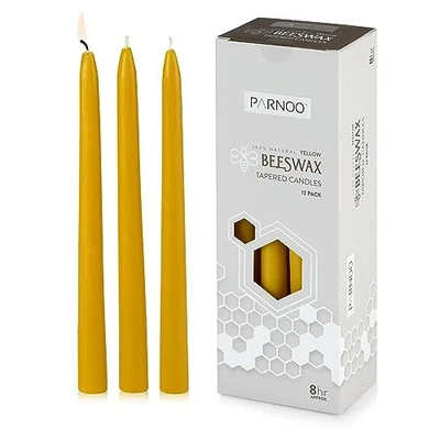  100%天然黄色蜂蜡锥形蜡烛,8 小时燃烧时间 - 10 英寸高 — 第 1/3 张图片