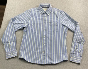 Abercrombie Fitch Muscle Shirt Mens Large Button Down Stripe Cotton Preppy Moose - Picture 1 of 18