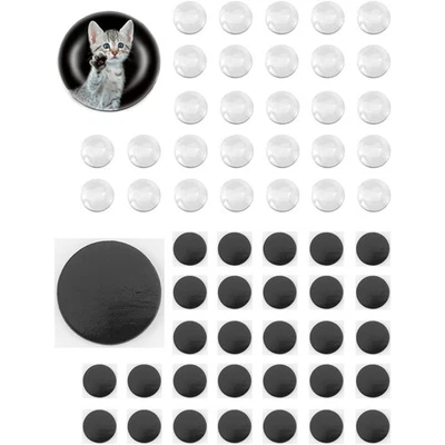 Bastelmagnete mit Glas Cabochon 25mm, Selbstklebend, Kinder, Kühlschrank, Whi...