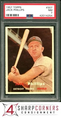 1957 TOPPS #307 JACK PHILLIPS TIGERS PSA 7 - Image 1 of 3