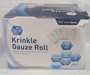 Gasa arrugada estéril MED ORGULLOS [12 rollos] rollos de 4,5"" x 4,1 yardas herida de algodón - Imagen 1 de 4
