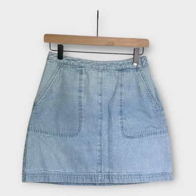 Vintage 90s Lauren Ralph Lauren Light Wash Denim Mini skirt sz 4 Grunge Preppy - Image 1 of 4