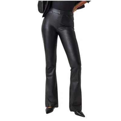 Брюки без застежек SPANX размер 1X высокие черные кожаные расклешенные с высокой талией  - Изображение 1 из 4