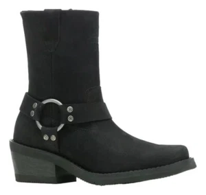 Harley Davidson Womens Side Zip Ankle Cowboy Western Biker Boots Size 39 UK 6 - Picture 1 of 4
