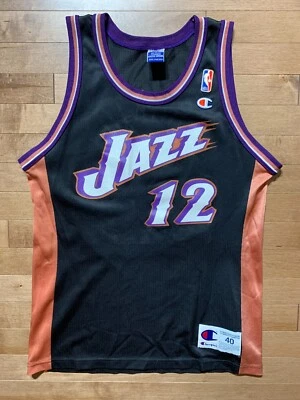 Men's 40 Medium M John Stockton Utah Jazz Champion Jersey Alternate Black - Image 1 of 4