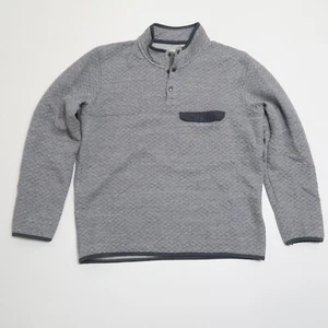 Marine Layer 1/4 Snap Pullover Top Womens L Gray Quilted Pocket Long Sleeve - Picture 1 of 10