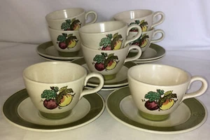 8 Metlox Poppytrail * PROVINCIAL FRUIT* CUPS & SAUCERS* - Picture 1 of 3