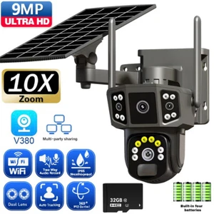 Wireless Solar Camera WIFI Security Outdoor Battery PTZ CCTV Home House +SD Card - Picture 1 of 29