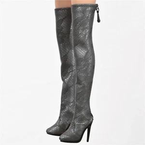 1/6 Gray Lace Long Boots Shoes Fit 12in Female Phicen TBL JO UD VC Figure Body - Picture 1 of 6