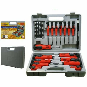 42PC SCREWDRIVER BIT SET IN CASE TOOL KIT TORX PHILLIPS PRECISION SLOTTED GARAGE - Picture 1 of 4