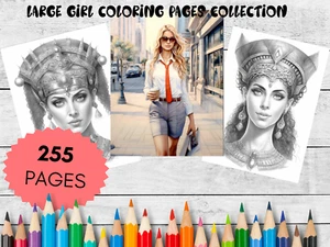 Adult Coloring Pages Bundle Girls bundle 255 pages Printable Pages - Picture 1 of 9