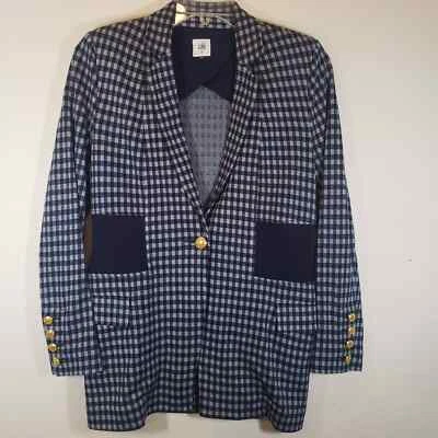 Jaqueta Cabi Checkup Blazer Xadrez Azul 5848 Botões Elásticos Dourados Azul Marinho - Imagem 1 de 4