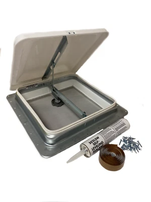 14" X 14" RV Roof Vent Non-Powered White W/ Installation Accessories - Image 1 of 3