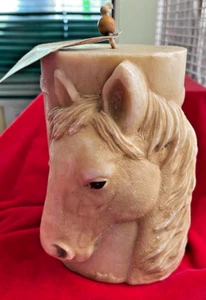 Nature’s Spirits Equestrian Pillar Candle 5.5 in Carved Wax Horse Head - Picture 1 of 18