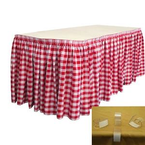 Falda de mesa a cuadros de lino LA 30 pies L por 29"H con 15 clips en L. Hecho en EE. UU. - Imagen 1 de 9