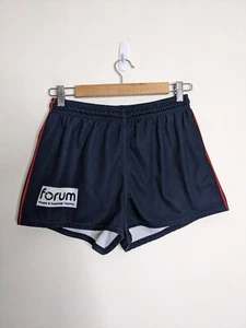 ISC Footy Shorts Kids Boys Youth M Medium Navy Blue Red Spell Out Logo Sponsor - Picture 1 of 11
