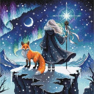 Kreuzstich Packung AVA Hexe Des Aurores Und Sein Fuchs P069 23 X 23 CM - Imagen 1 de 4