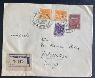 1939 Mexico City Mexico Sunburst Seal Cover To Interlaken Switzerland - Изображение 1 из 2