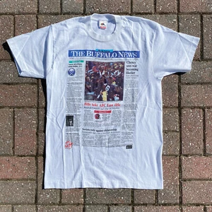 Vintage Buffalo Bills AFC Champions Large T-Shirt Newspaper Headline 90s NFL Tee - Bild 1 von 10