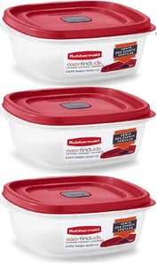 Rubbermaid Red Food Storage Containers with Easy Find Lids 3 Pack 5 Cup - Picture 1 of 4