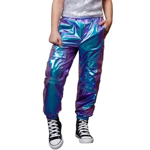 Girls Cargo Pants Metallic Joggers 10-12 Girls Teen Girl Clothes Reflective P... - Picture 1 of 4