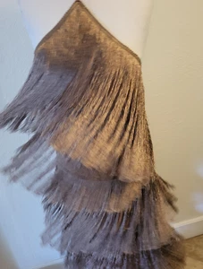 Hellbraun beige Fransen Haltrer Kleid Größe L - Bild 1 von 7