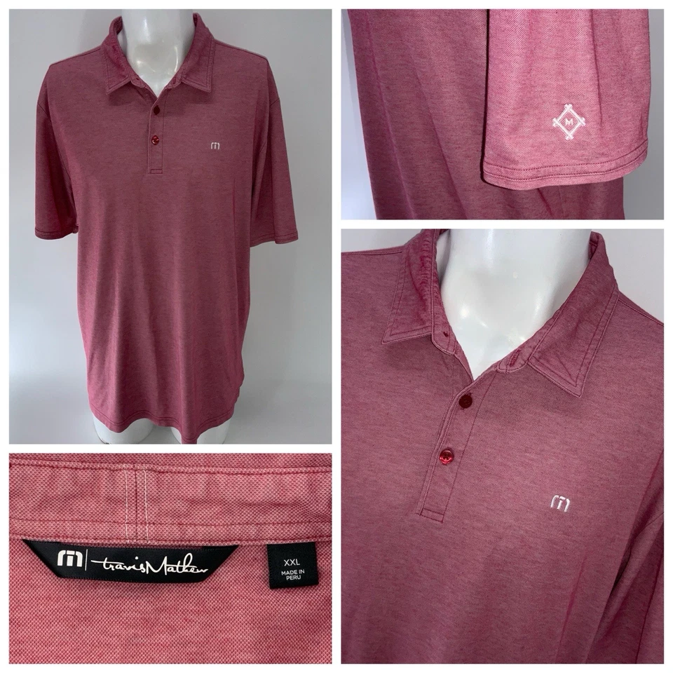 Camisa polo de golf Travis Mathew para hombre 2XL roja Missouri Athletic Club YGI U5-69 Foto 1 de 4