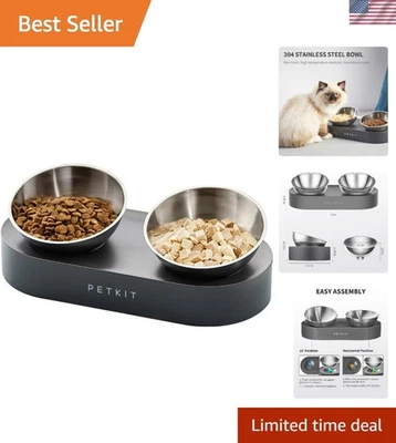 Elegantes cuencos de acero inoxidable para mascotas - diseño elevado e inclinado para una alimentación cómoda Foto 1 de 4