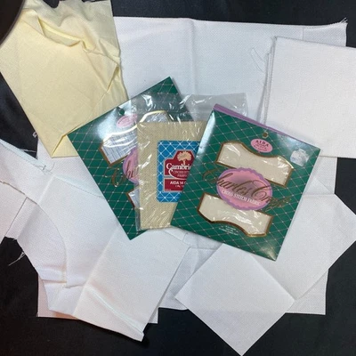 Cross Stitch Multi-Item Lot Aida 14 White Beige Clean 3 pkg unopened - Image 1 of 4